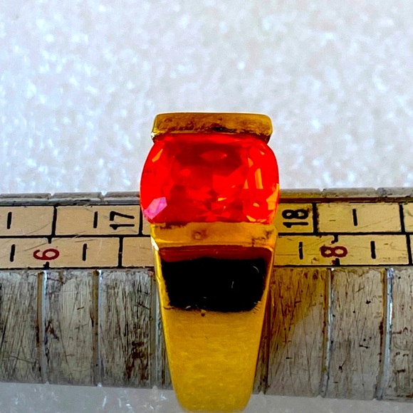 Sterling silver orange gold plated ring - Picture 5 of 6